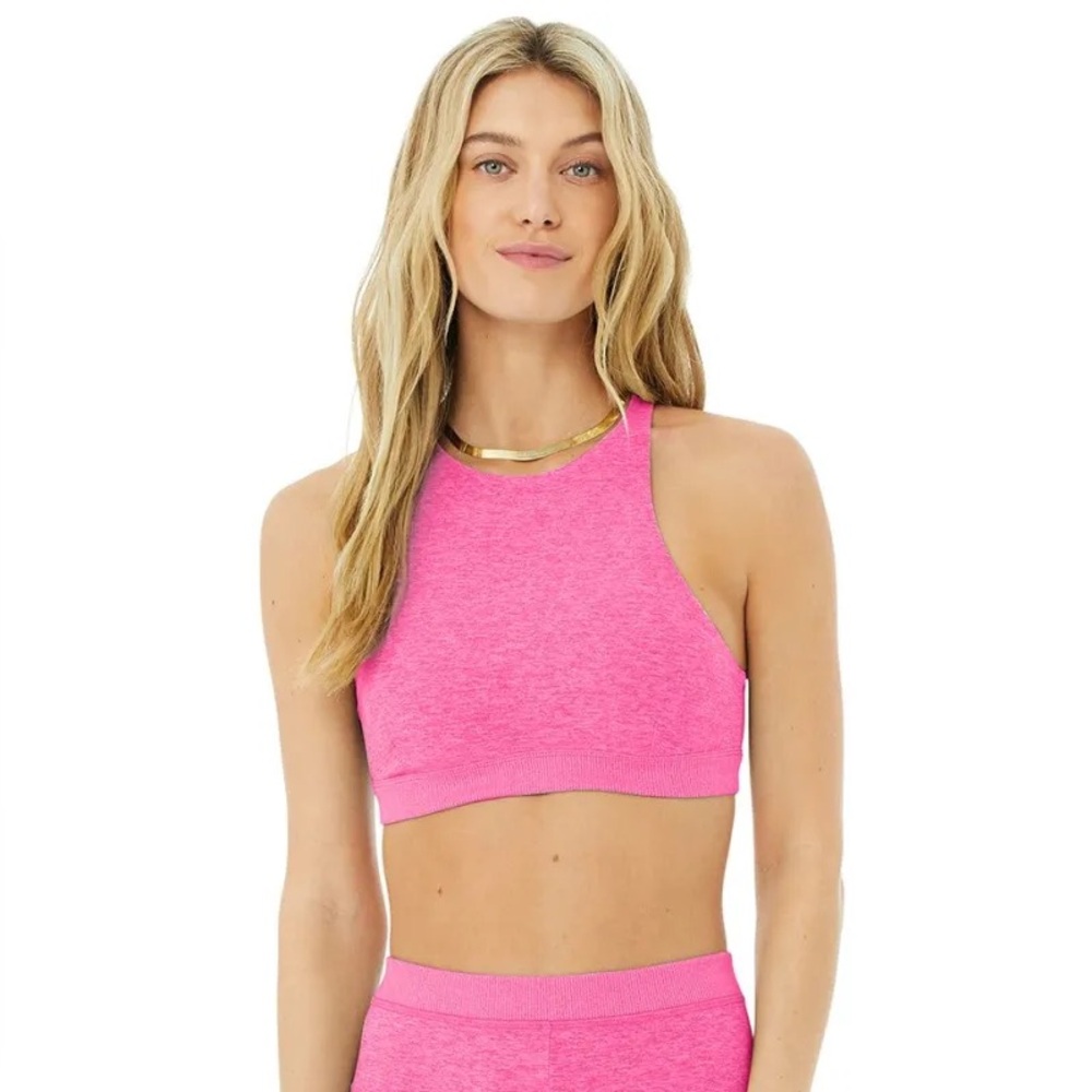 Alo Yoga Alosoft Iconic 90’s Sports Bra Neon Pink Heather XS